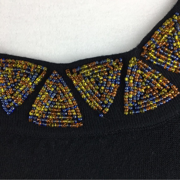 BCBGMAXAZRIA Black Cardigan & Shell Sweater Beaded Diamond Design Size M - Picture 10 of 16